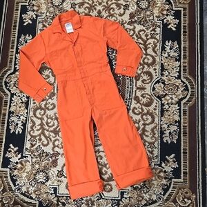 Retro Orange Boiler Suit 70s 80s Workwear Cotton Canvas Utility Jumpsuit Hunting